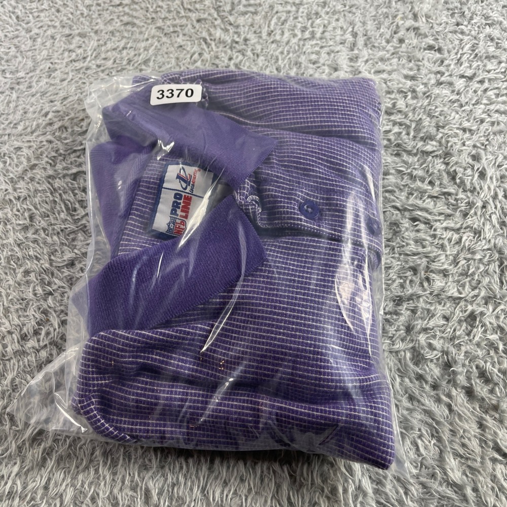 Pro Line NFL Minnesota Vikings Purple Striped Polo Shirt Logo Athletic Mens L - Picture 12 of 12